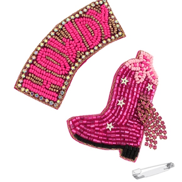 HOWDY" Cowboy Fringe Boots Pin Set